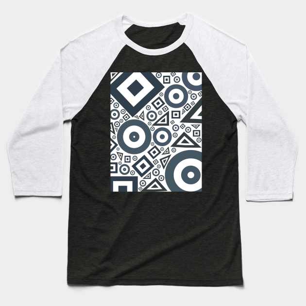 Triangles Rectangles Squares & Circles-Black & White edition Baseball T-Shirt by Art by Awais Khan